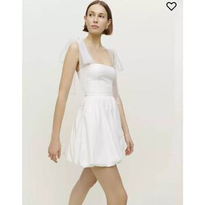 REFORMATION Enza Tie Strap Bubble Hem Minidress in White size 10